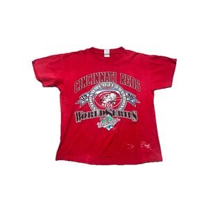Vtg Cincinnati Reds 1990 World Series Shirt Mens Large MLB Baseball Logo 7